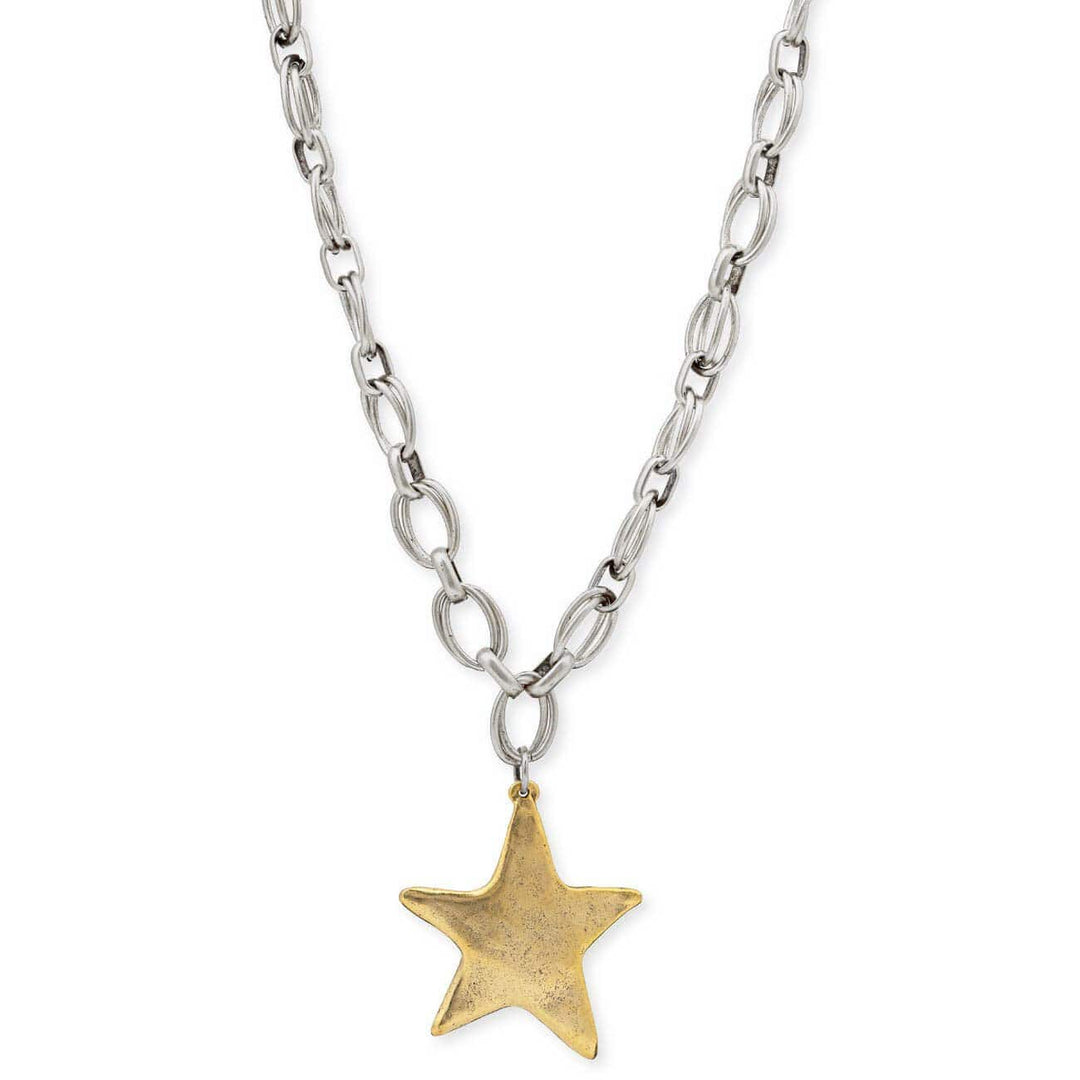 Bracha | Star Shine Two Tone Necklace in Silver