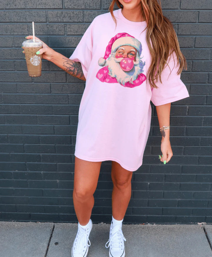 Online Exclusive | Bubblegum Heart Santa Graphic on Tee & Sweatshirt Options