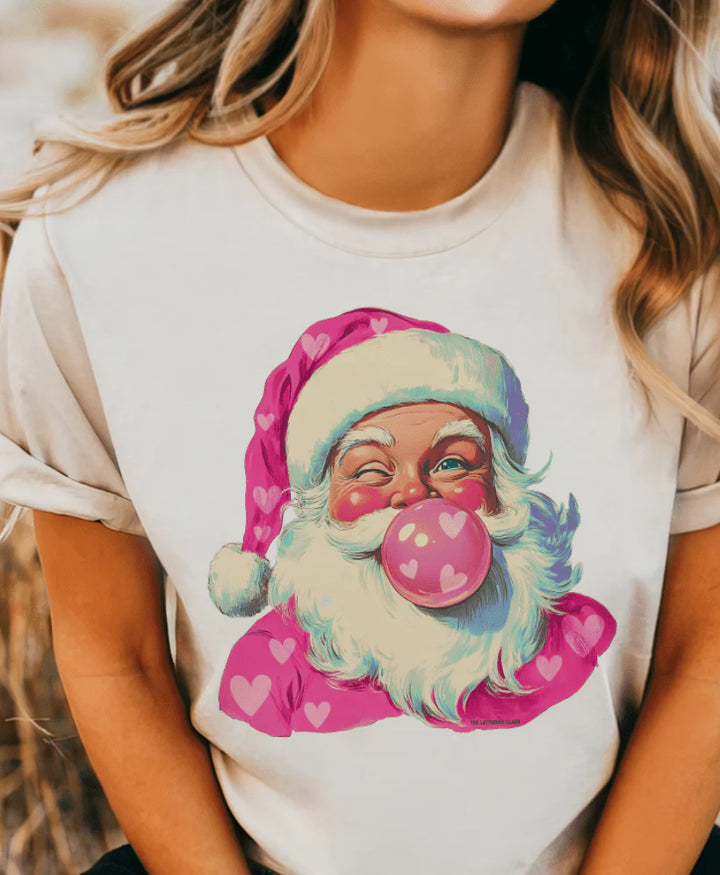 Online Exclusive | Bubblegum Heart Santa Graphic on Tee & Sweatshirt Options