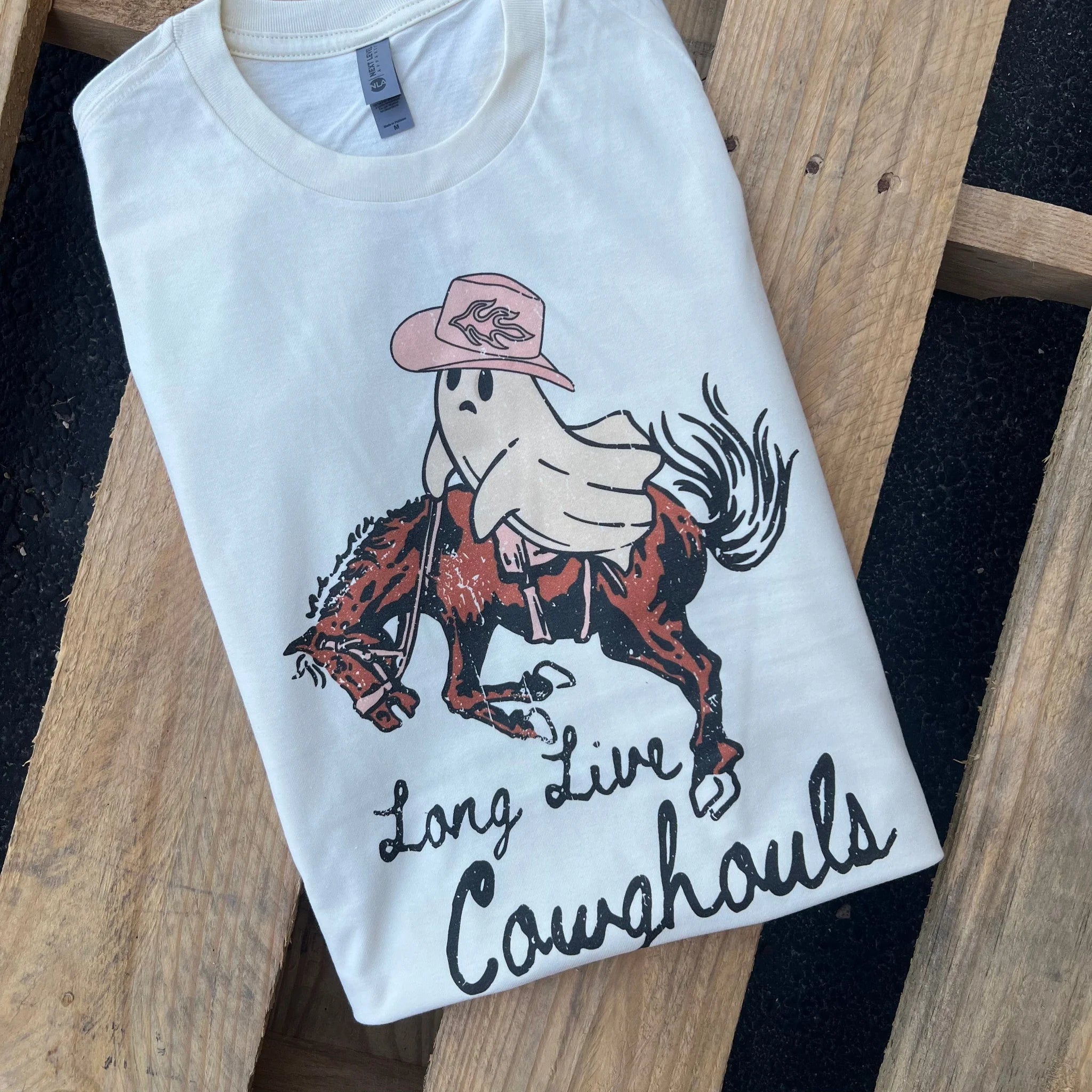 Online Exclusive | Bucking Horse Ghost Long Live Cowghouls Short Sleeve Graphic Tee in Cream