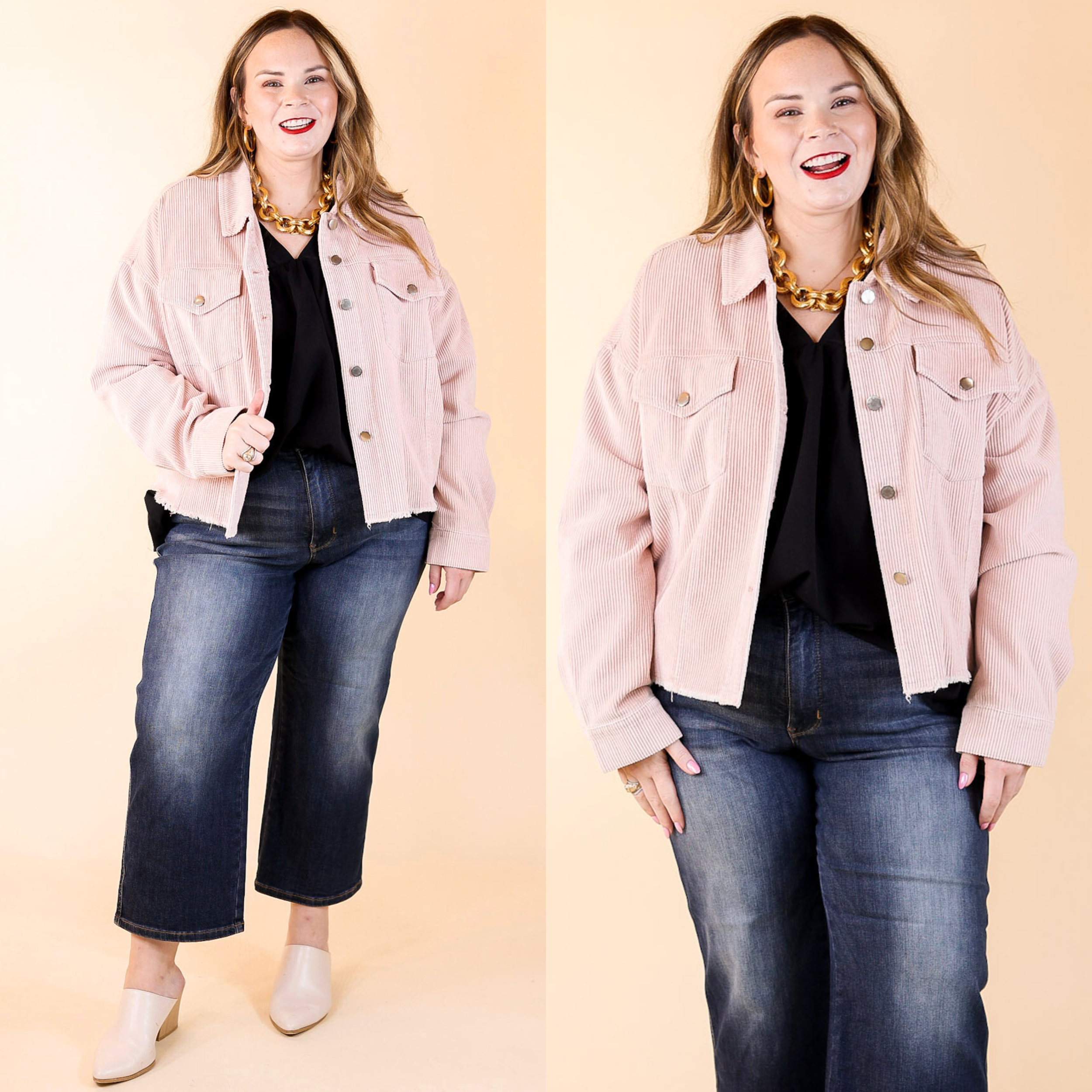 Blush Pink Corduroy Jacket 1XL