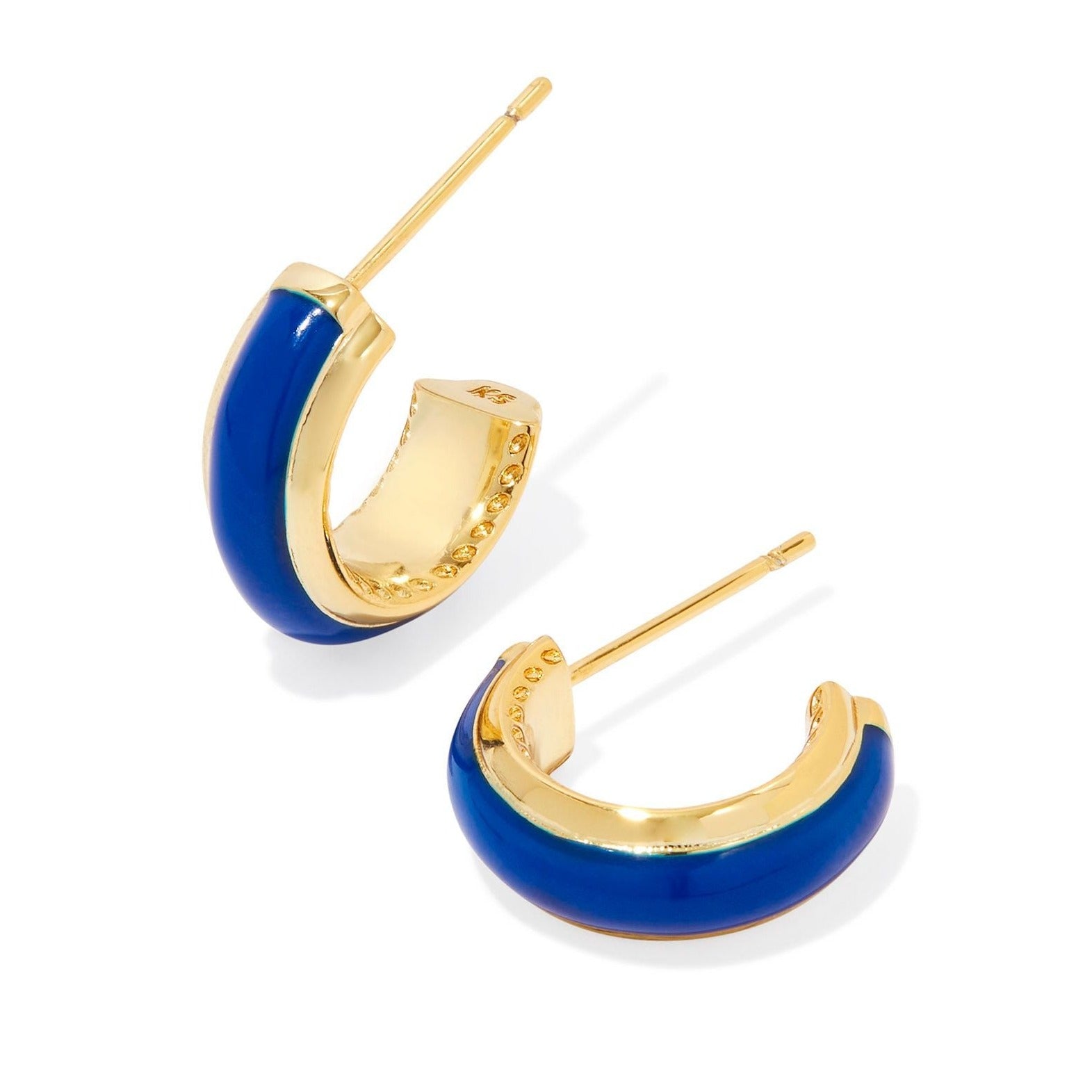 Kendra Scott | Ainsley Gold Huggie Earrings in Blue Enamel