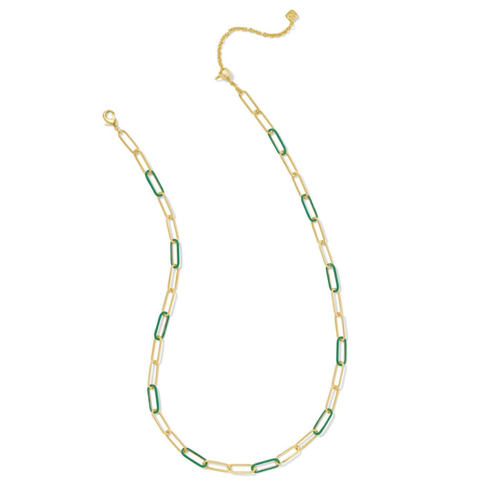 Kendra Scott | Ainsley Gold Convertible Chain Necklace in Green Enamel