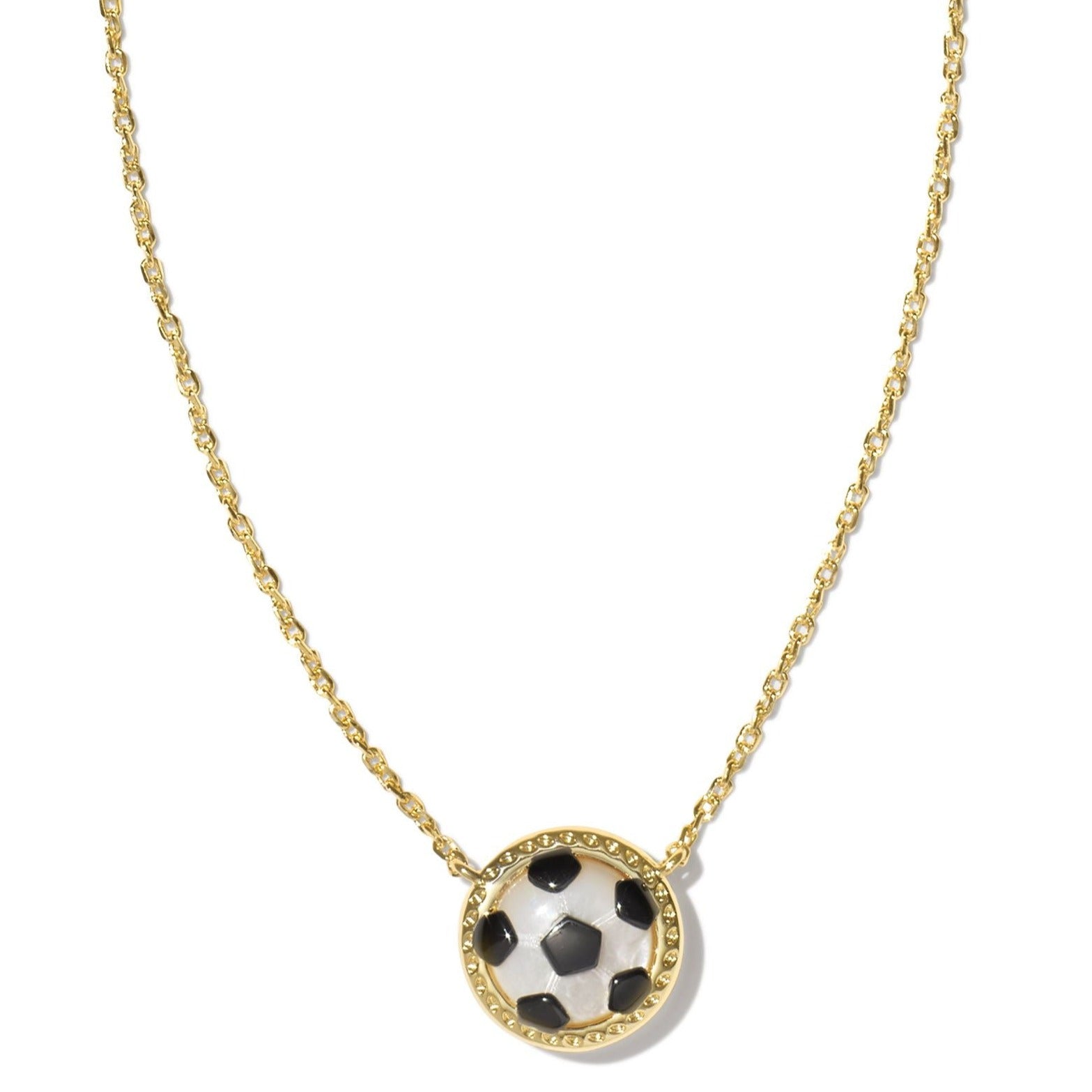 Kendra Scott | Soccer Gold Short Pendant Necklace in Ivory Mother-of-Pearl - Giddy Up Glamour Boutique