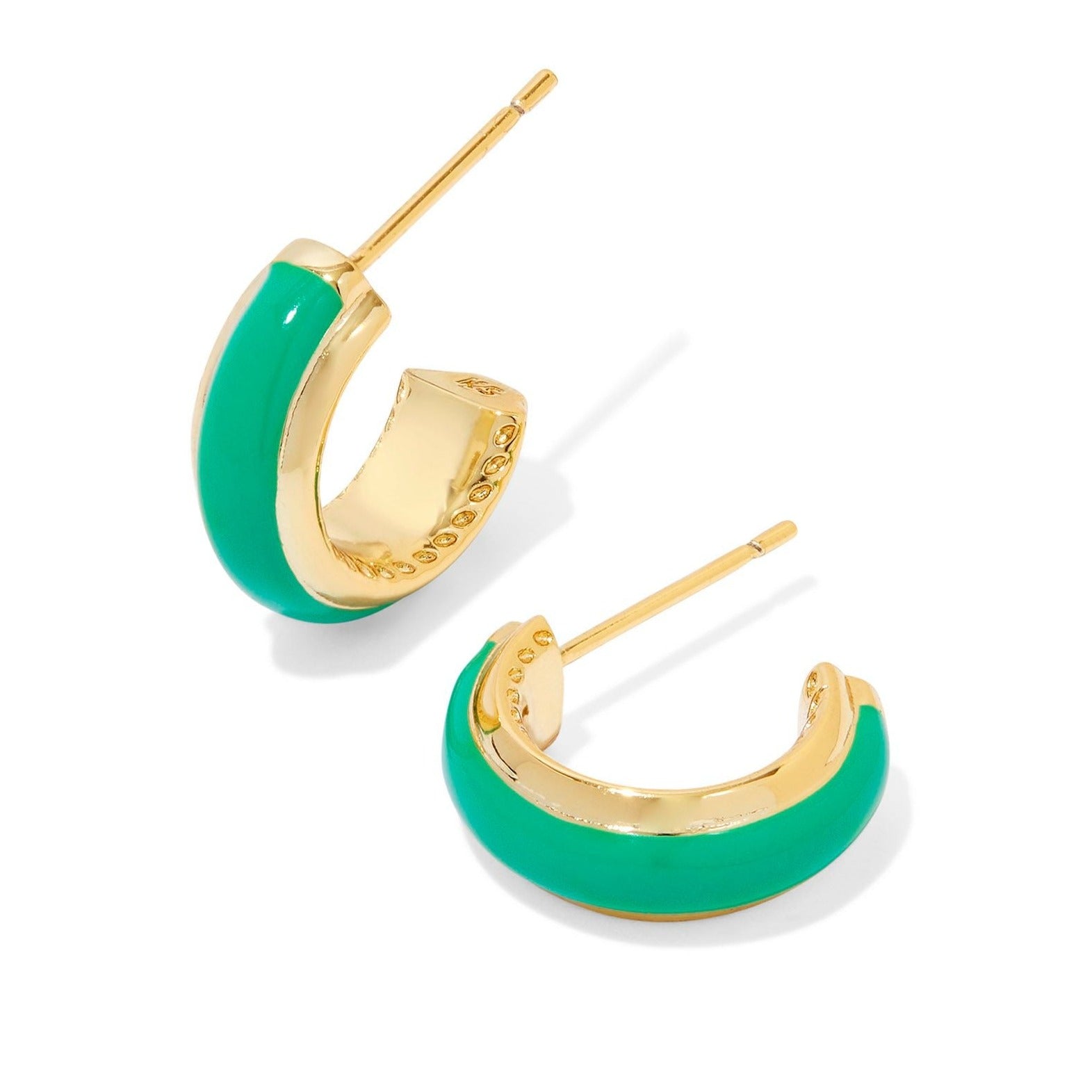 Kendra Scott | Ainsley Gold Huggie Earrings in Green Enamel