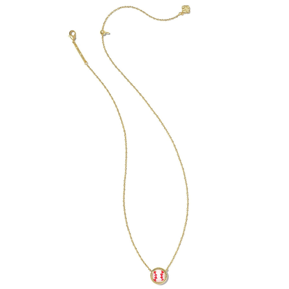 Kendra Scott | Baseball Gold Short Pendant Necklace in Ivory Mother-of-Pearl - Giddy Up Glamour Boutique