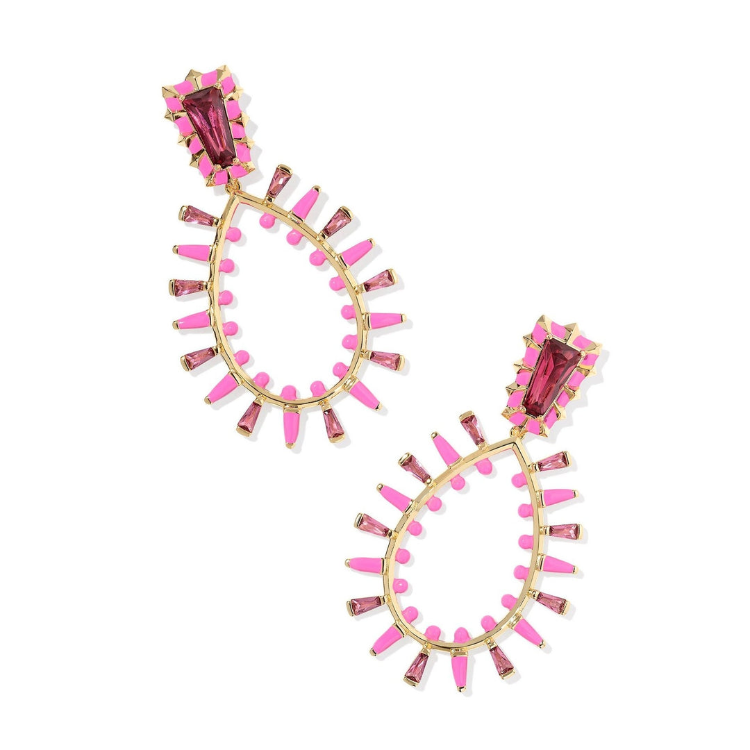 Kendra Scott Kelsey Gold Statement Earrings in Pink Mix – Giddy