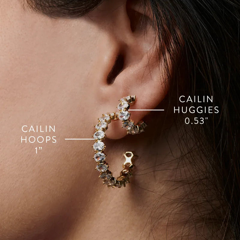 Kendra Scott | Cailin Silver Crystal Hoop Earrings in White Crystal - Giddy Up Glamour Boutique