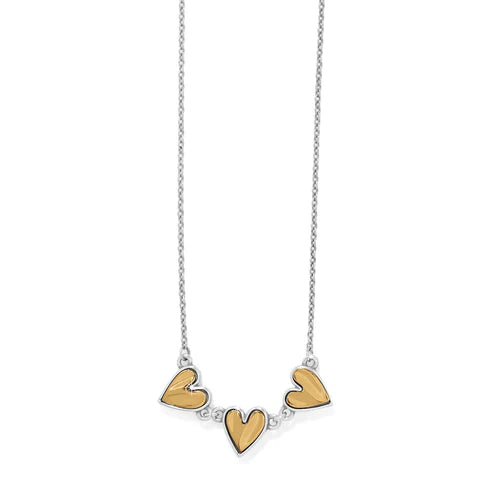 Brighton | Cascade Heart Trio Necklace in Silver and Gold Tone