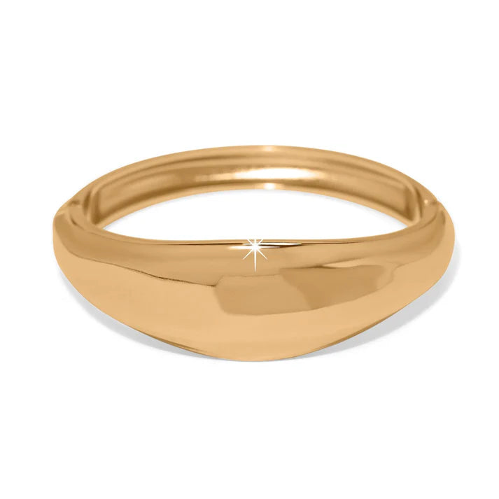 Gold bracelet on a white background.