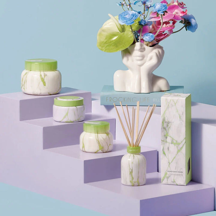 Capri Blue | 8.5 oz. Modern Marble Travel Tin Candle in Limelight | Honeydew Crush - Giddy Up Glamour Boutique