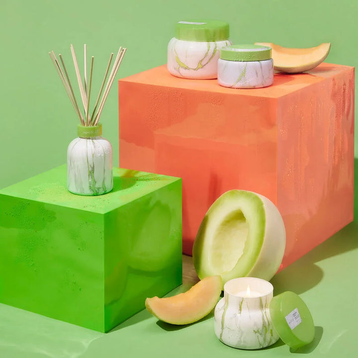 Capri Blue | 8.5 oz. Modern Marble Travel Tin Candle in Limelight | Honeydew Crush - Giddy Up Glamour Boutique