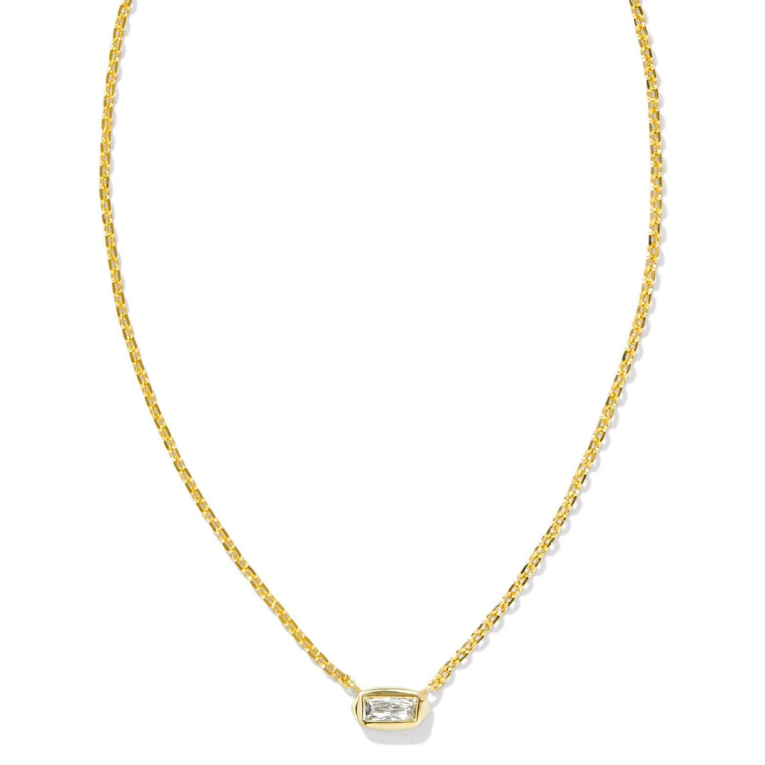 Kendra Scott | Fern Gold Crystal Short Pendant Necklace in White Crystal - Giddy Up Glamour Boutique