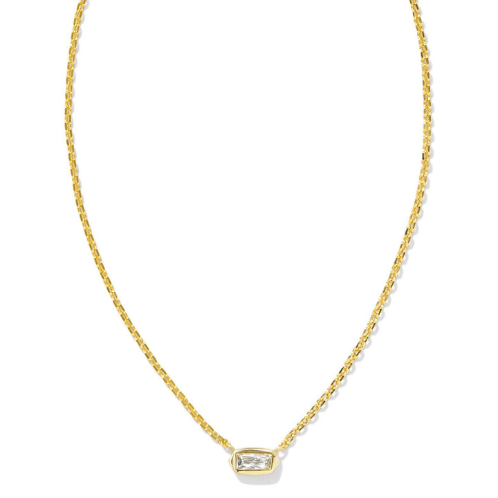 Kendra Scott | Fern Gold Crystal Short Pendant Necklace in White Crystal - Giddy Up Glamour Boutique