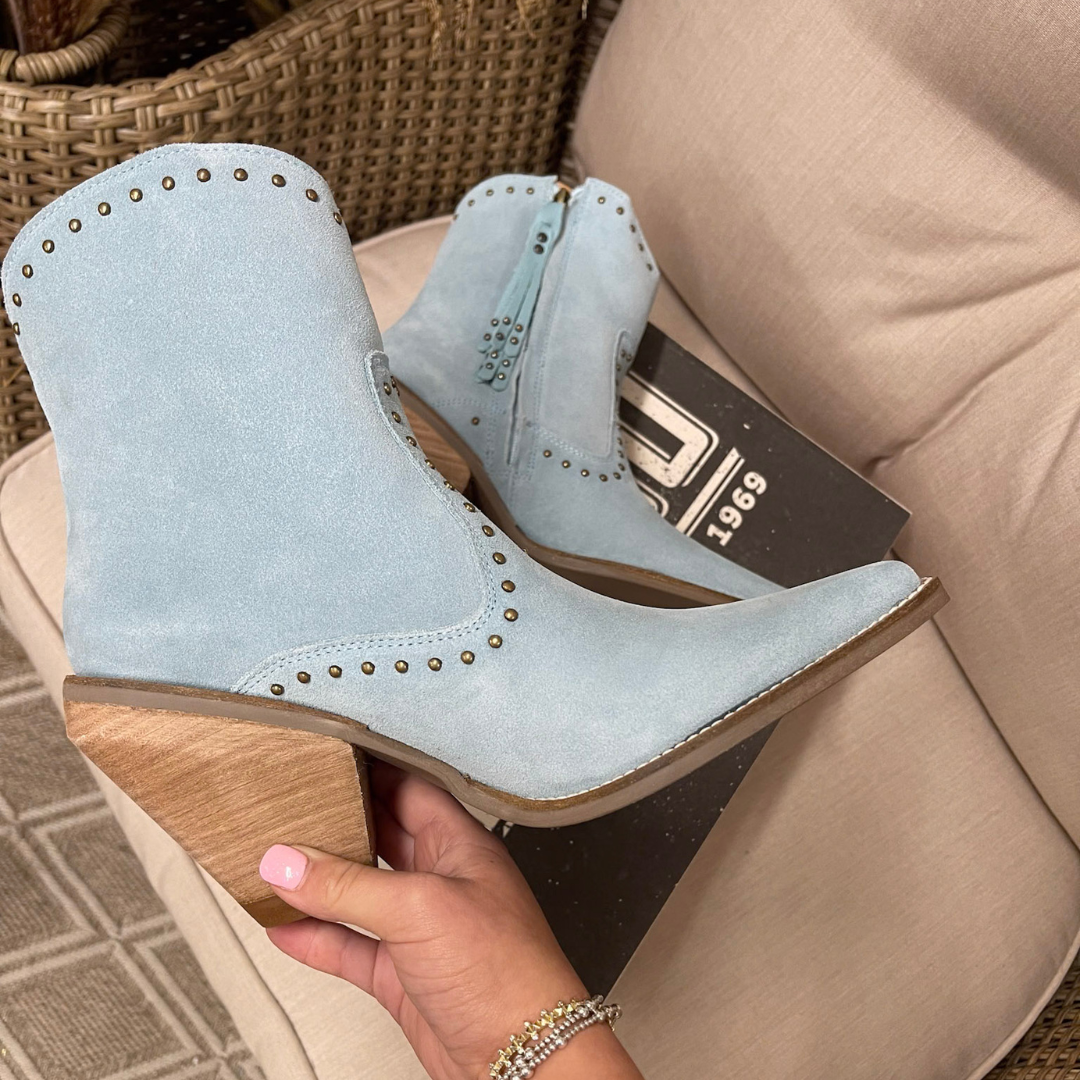 *DISCONTINUED* Dingo | Classy N Sassy Leather Bootie in Blue Suede | Last Chance Size 9