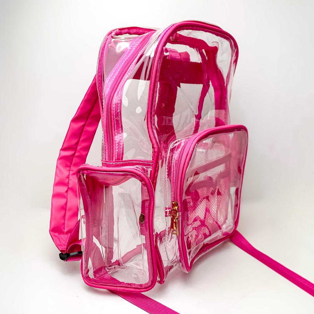 Clear Backpack in Fuchsia Pink - Giddy Up Glamour Boutique