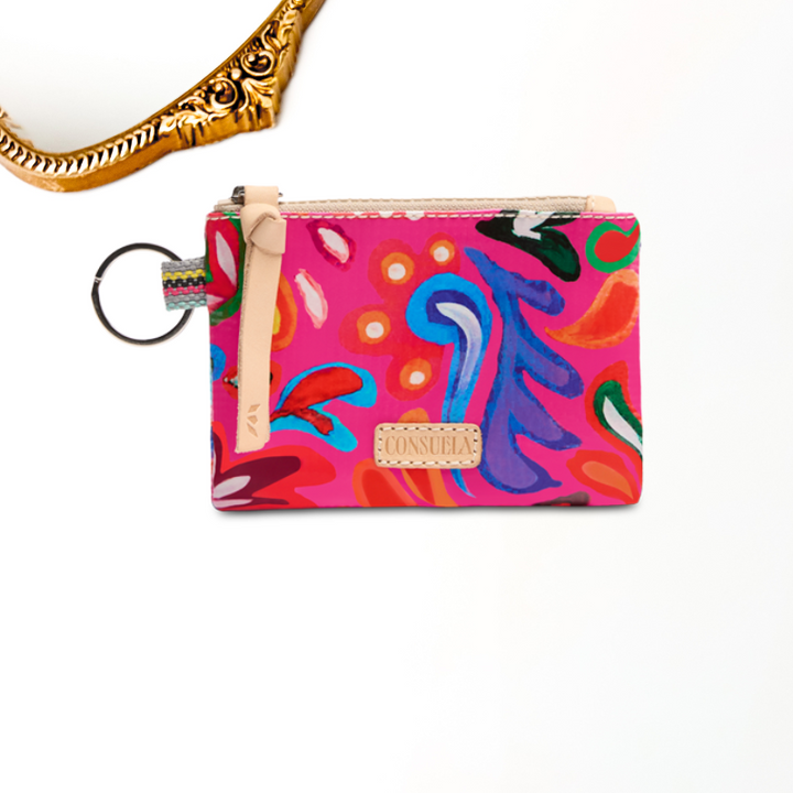 white background with gold mirror for detailing featuring a pink paisley consuela cloth fabric in the famous and popular sophie print just with a pink background