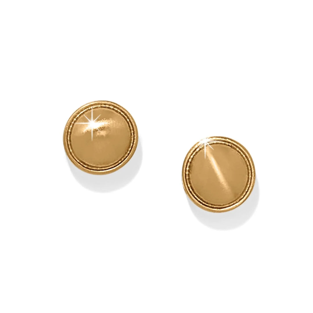 Gold circle earrings on a white background