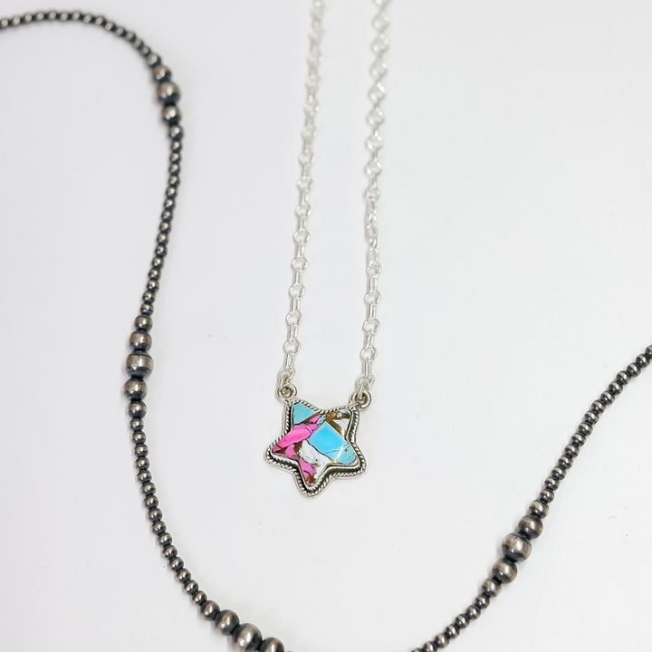 HaDa Collection | Handmade Sterling Silver and Cotton Candy Stone Star Necklace