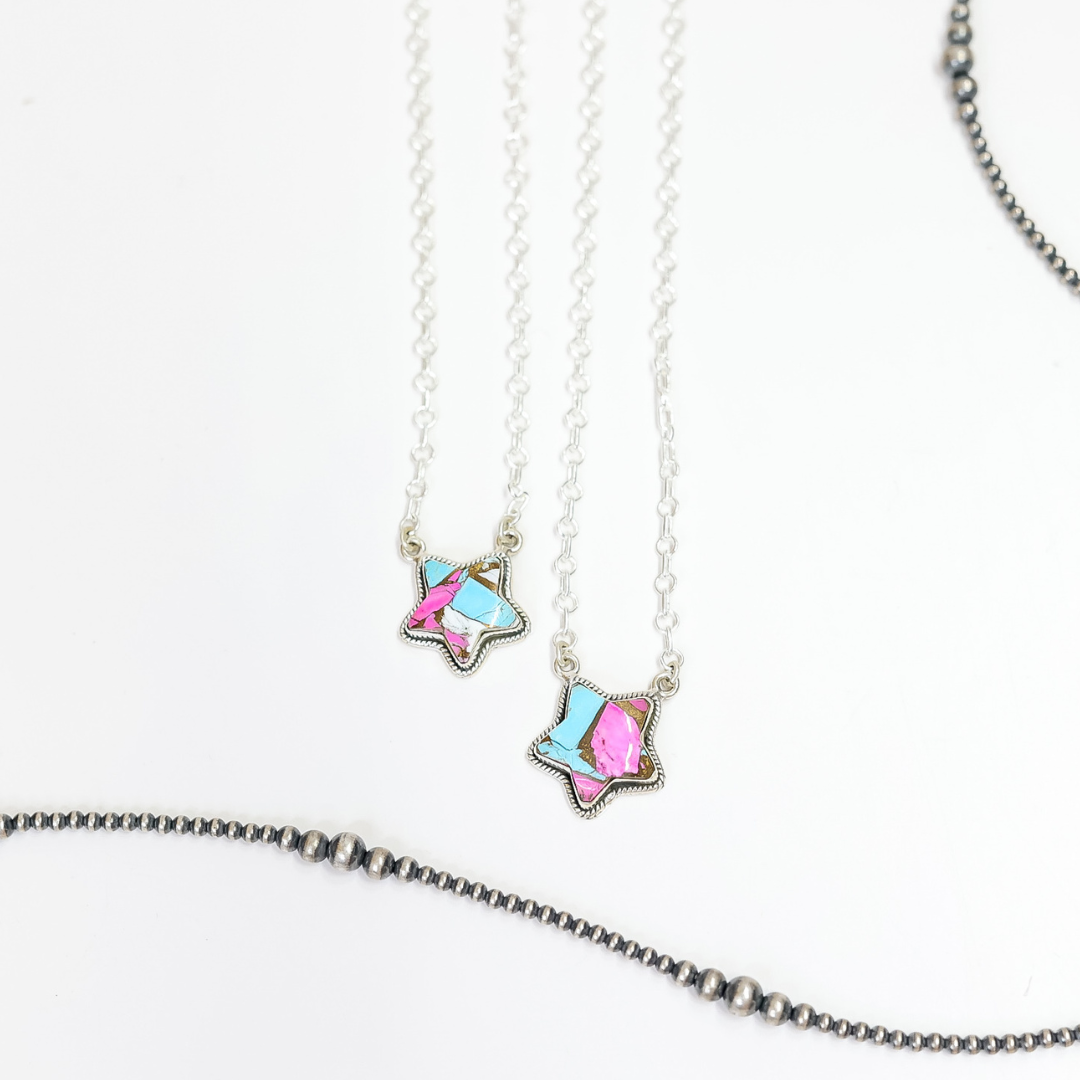 HaDa Collection | Handmade Sterling Silver and Cotton Candy Stone Star Necklace