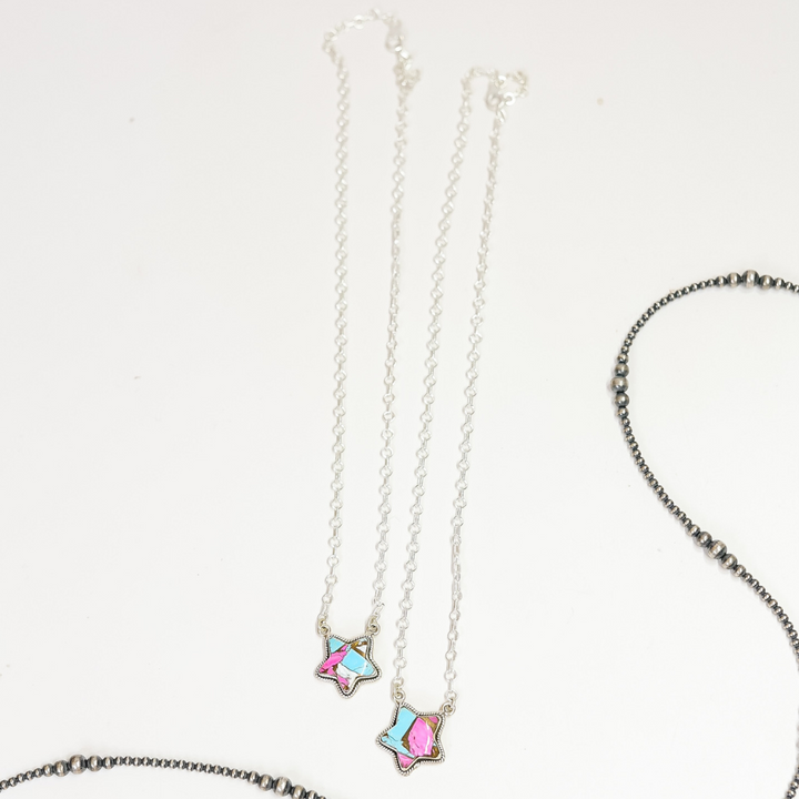 HaDa Collection | Handmade Sterling Silver and Cotton Candy Stone Star Necklace