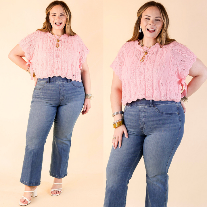 Simply Southern | Steal the Show Cropped Sweater Top with Bow Ties in Pink