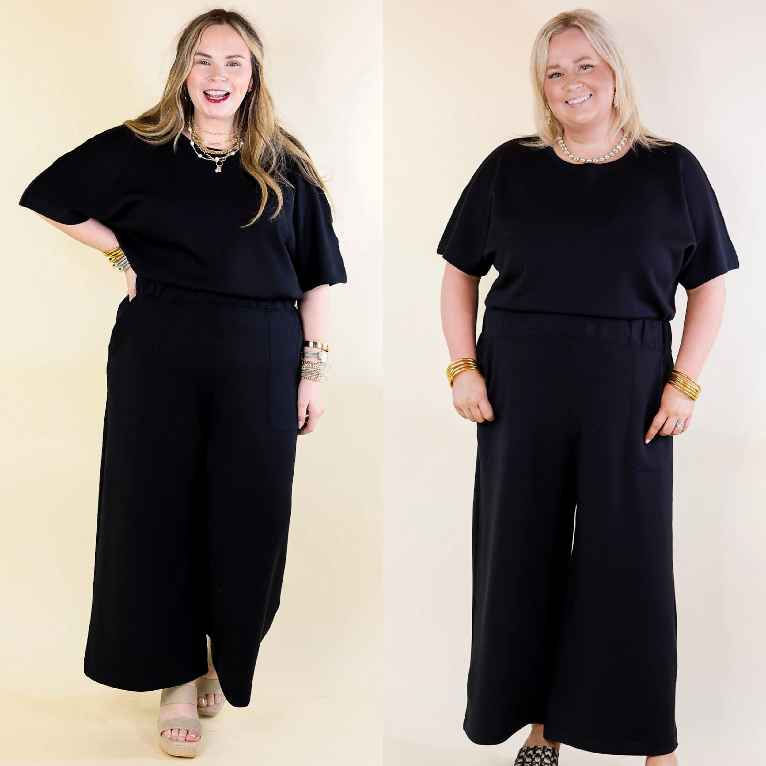 SPANX | AirEssentials Cropped Wide-Leg Jumpsuit in Very Black