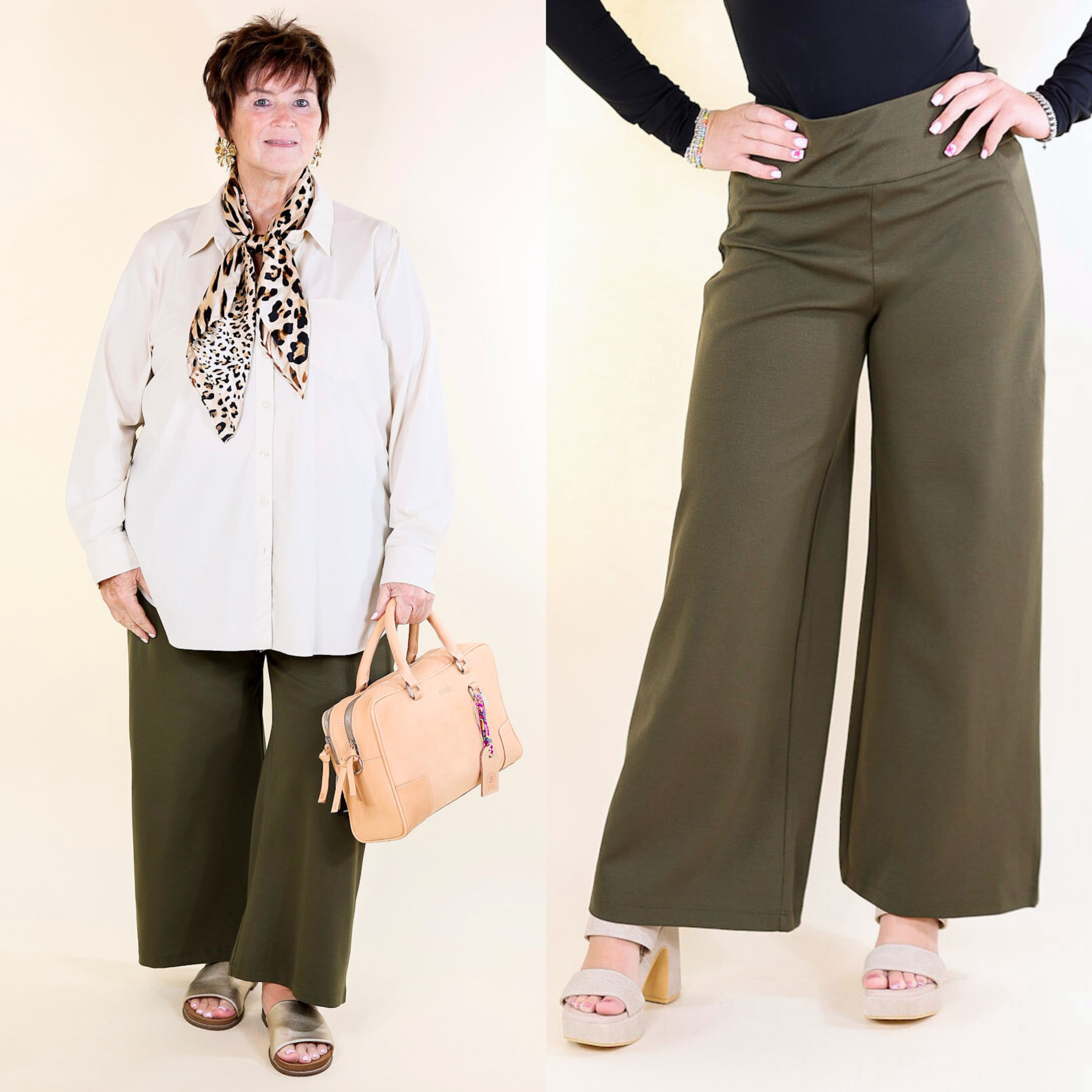 Confident Stride Cropped Wide Leg Pant in Olive Green