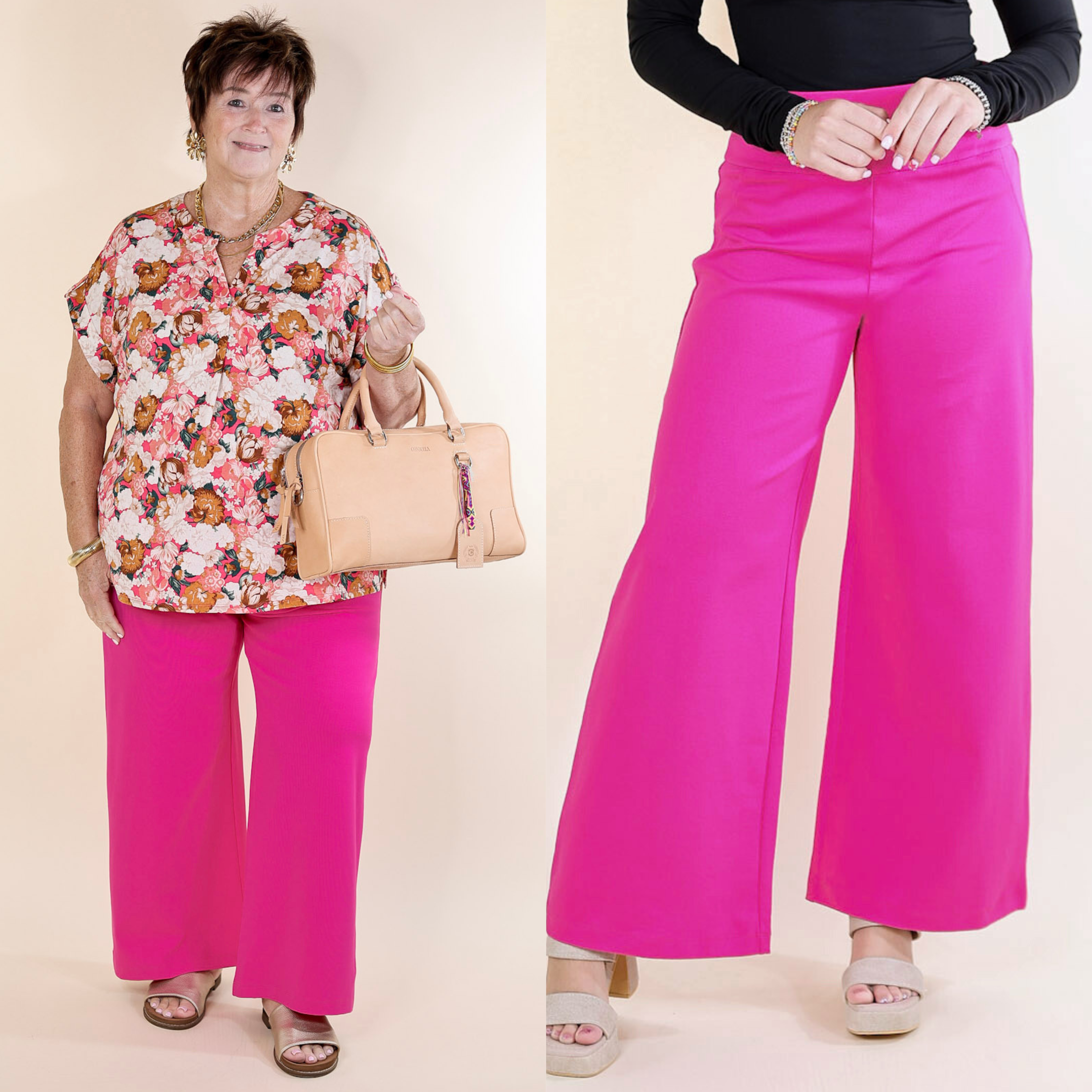 Confident Stride Cropped Wide Leg Pant in Hot Pink