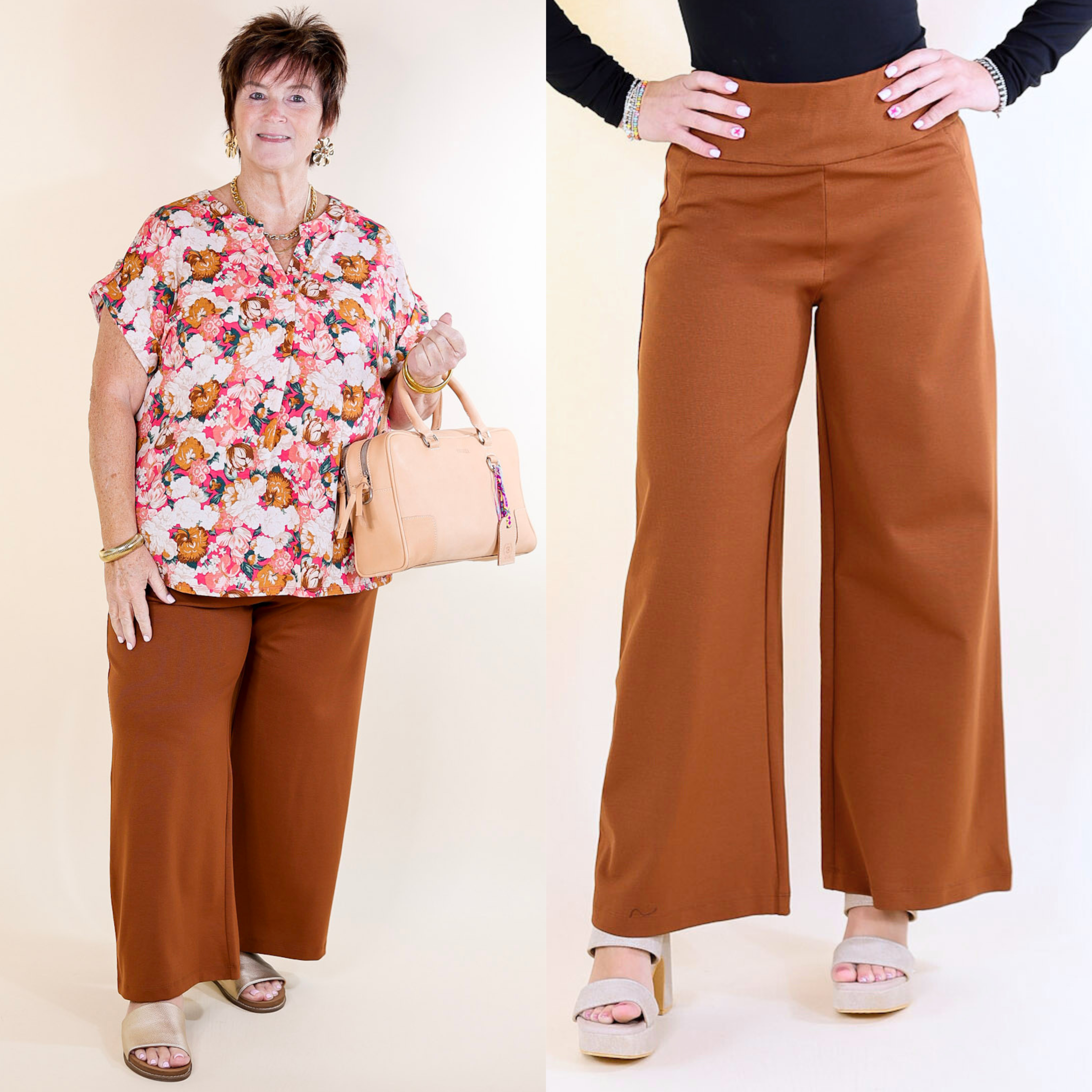 Confident Stride Cropped Wide Leg Pant in Rust Orange