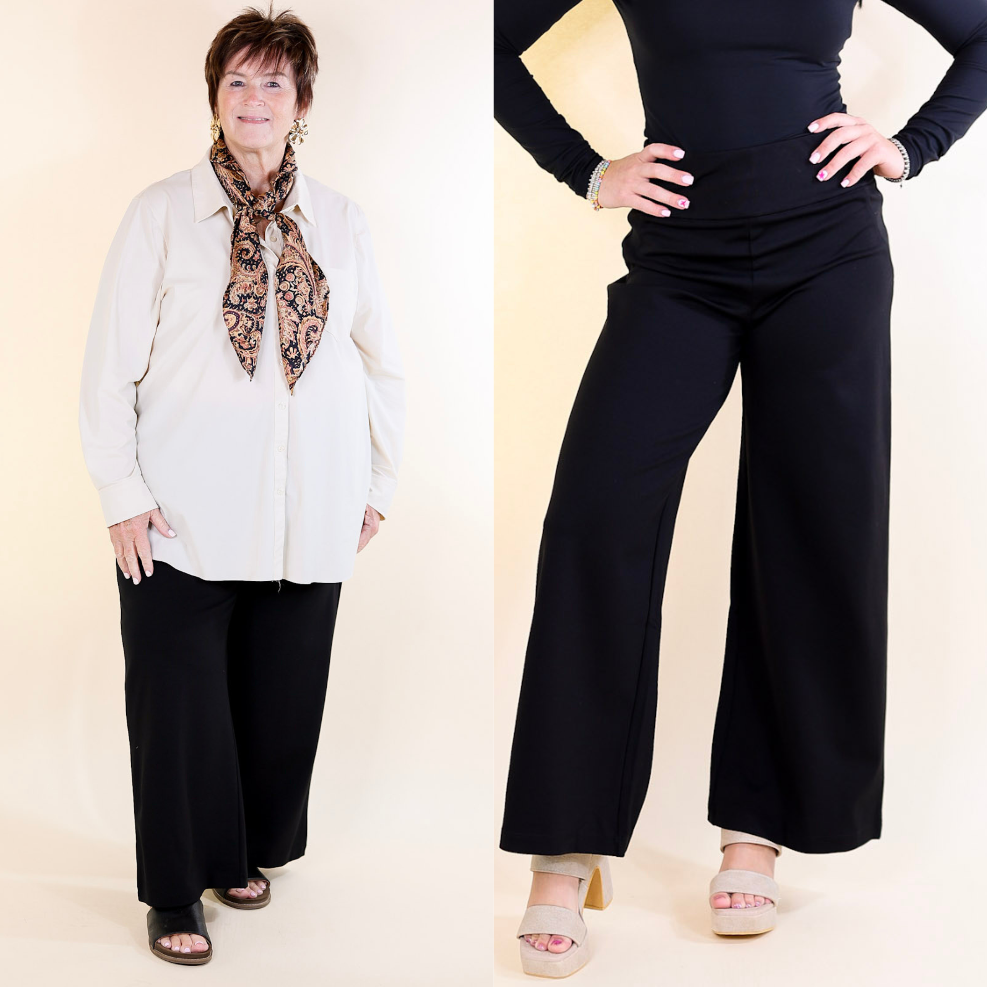 Confident Stride Cropped Wide Leg Pant in Black