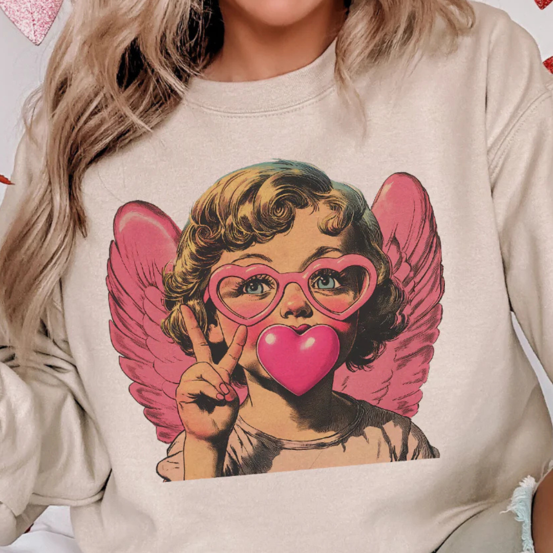 Online Exclusive | Bubblegum Cupid Valentine Graphic Sweatshirt in Cream