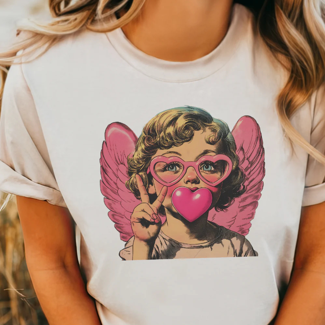 Online Exclusive | Bubblegum Cupid Valentine Graphic Tee in Cream