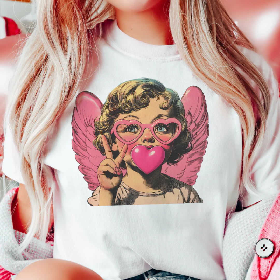 Online Exclusive | Bubblegum Cupid Valentine Graphic Tee in White