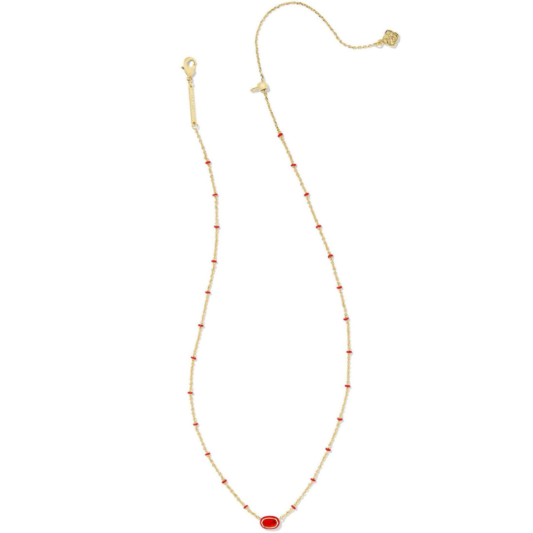Kendra Scott | Mini Elisa Gold Enamel Frame Short Pendant Necklace in Red Illusion