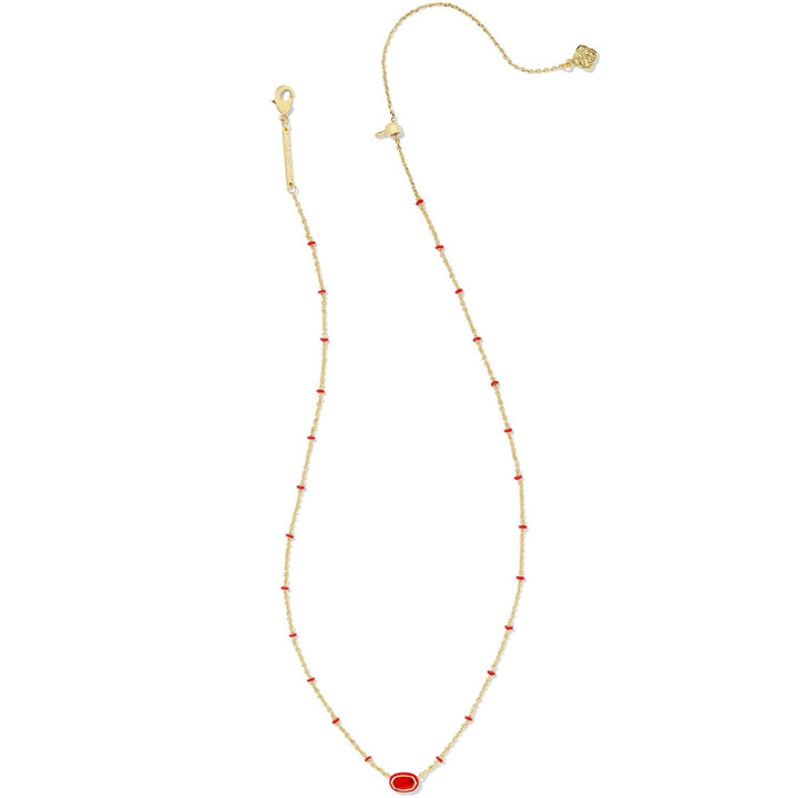 Kendra Scott | Mini Elisa Gold Enamel Frame Short Pendant Necklace in Red Illusion