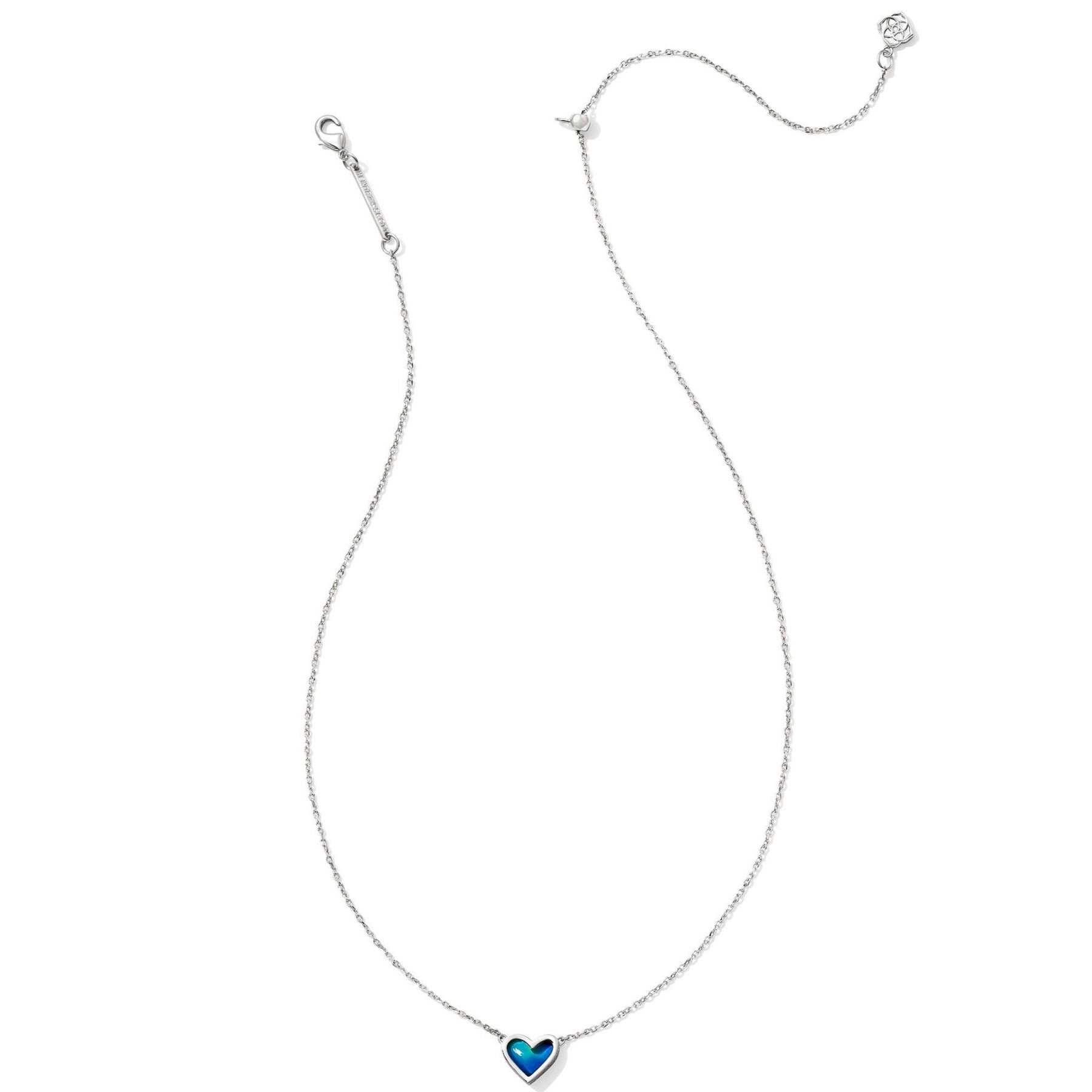 Kendra Scott | Framed Ari Heart Silver Short Pendant Necklace in Mood Stone