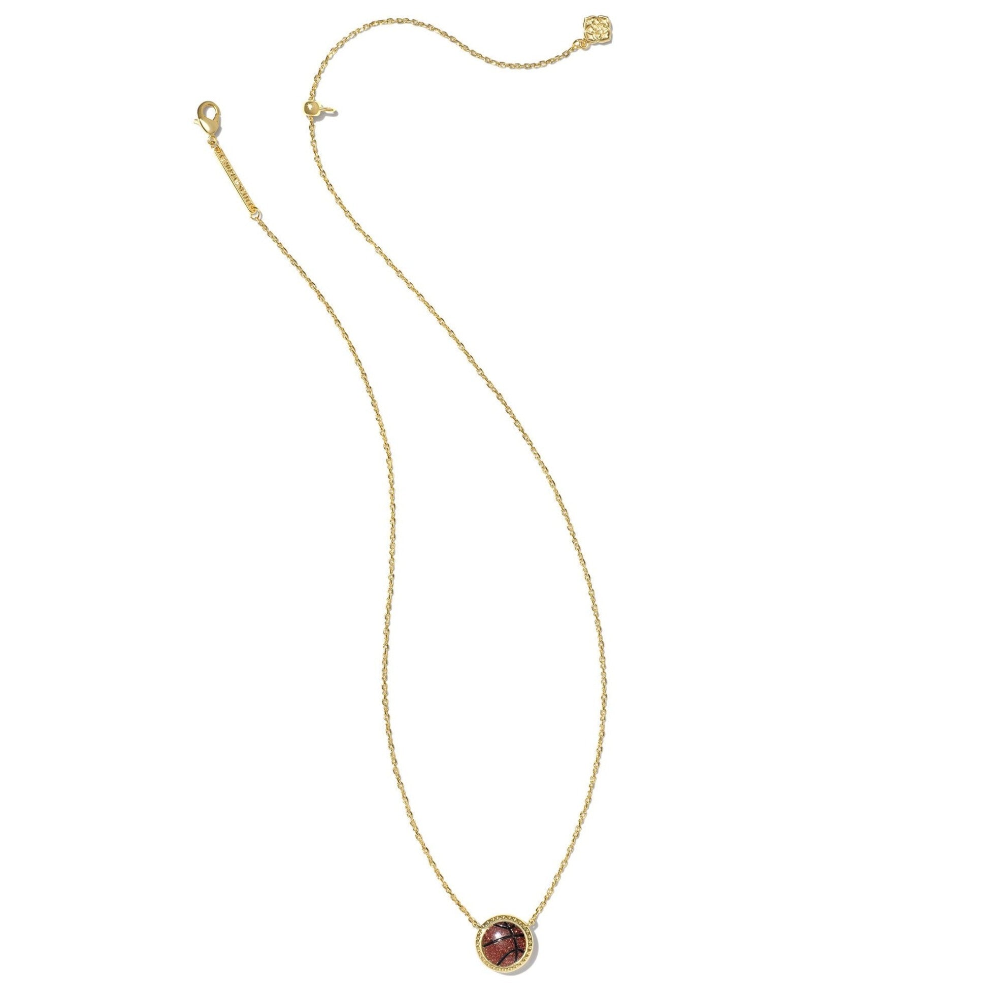 Kendra Scott | Basketball Gold Short Pendant Necklace in Orange Goldstone - Giddy Up Glamour Boutique
