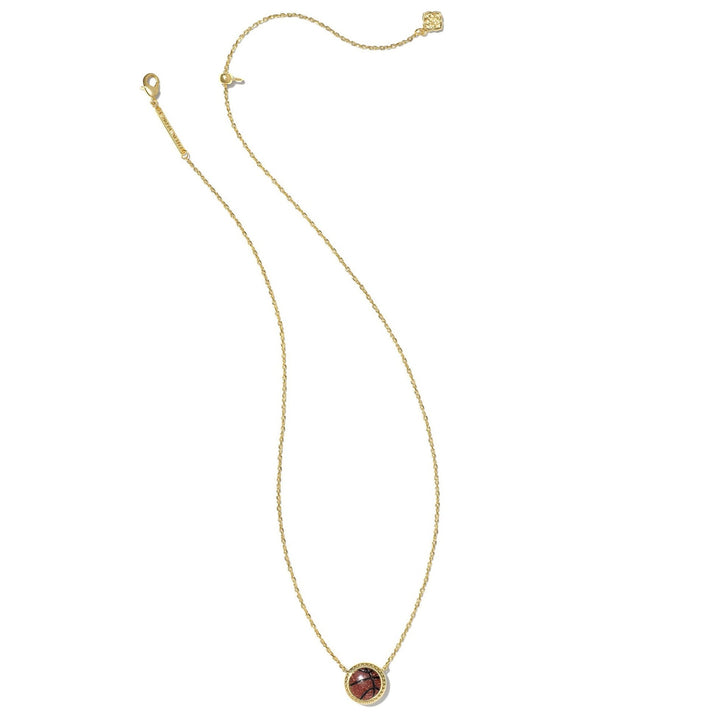Kendra Scott | Basketball Gold Short Pendant Necklace in Orange Goldstone - Giddy Up Glamour Boutique