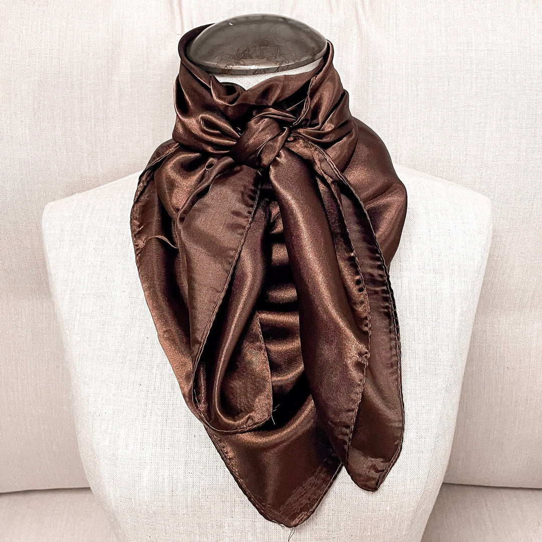 Small Coffee Rag Solid Colored Poly Wild Rag Scarf in Dark Coffee Brown – Giddy Up ...