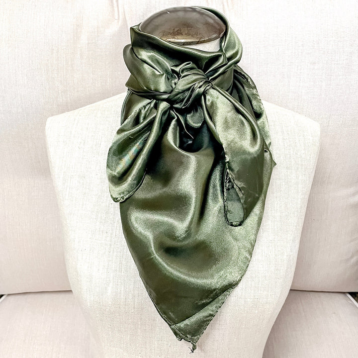 Online Exclusive | Solid Colored Poly Scarf in Outlaw Olive