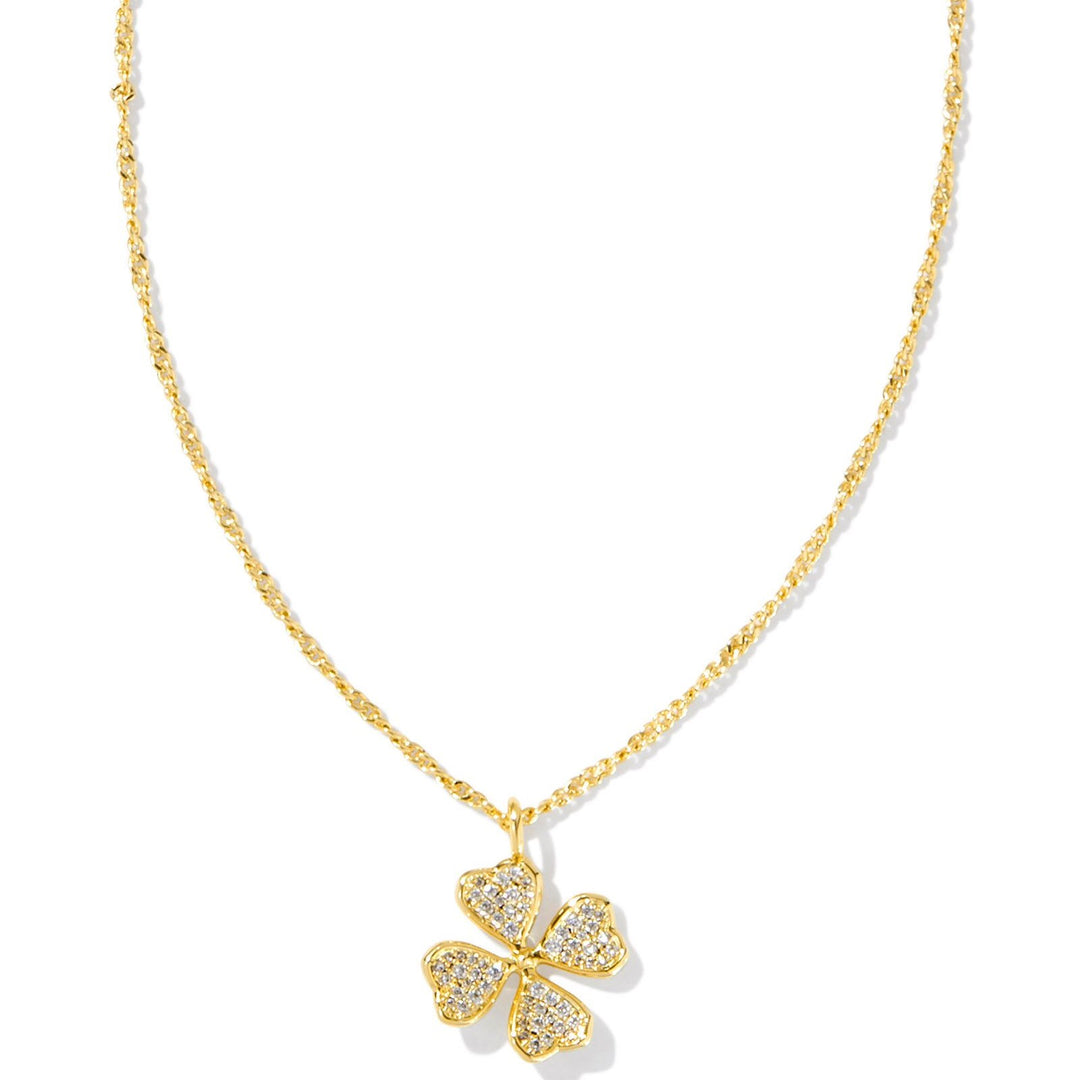 Kendra Scott | Clover Crystal Short Pendant Necklace in Gold - Giddy Up Glamour Boutique