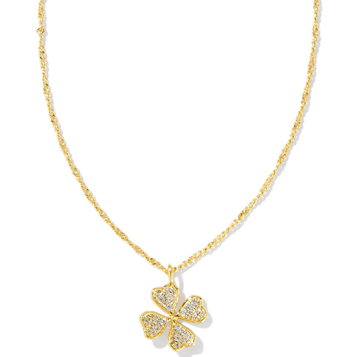 Kendra Scott | Clover Crystal Short Pendant Necklace in Gold - Giddy Up Glamour Boutique