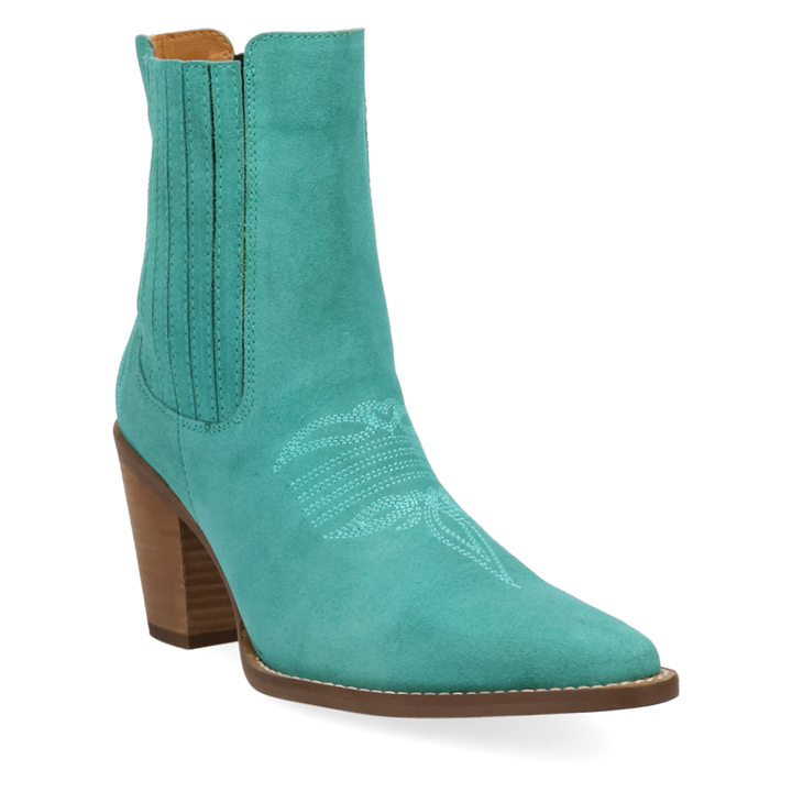 Online Exclusive | Dingo | Paloma Suede Leather Bootie in Green **PREORDER