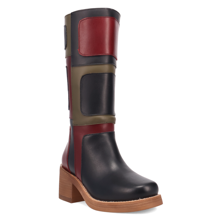 Online Exclusive | Dingo | Patches Leather Boot in Black **PREORDER