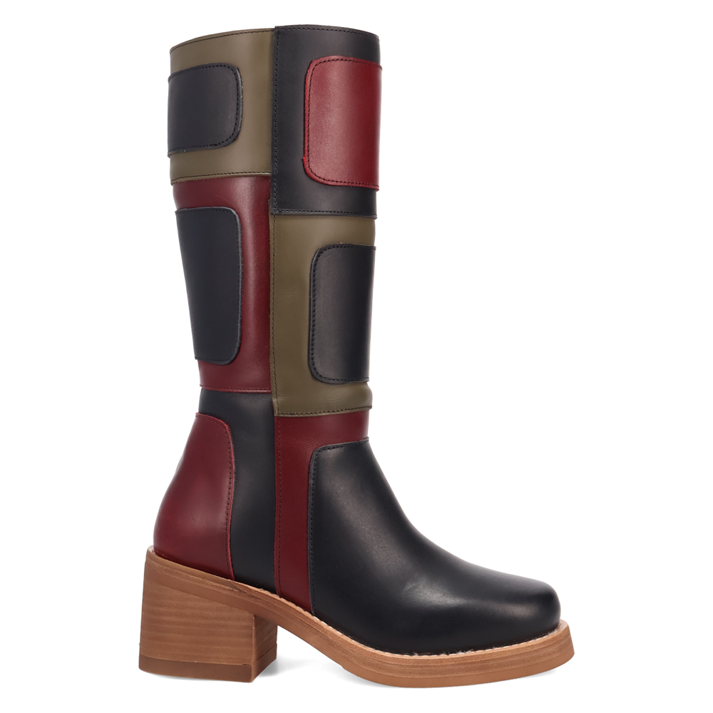 Online Exclusive | Dingo | Patches Leather Boot in Black **PREORDER