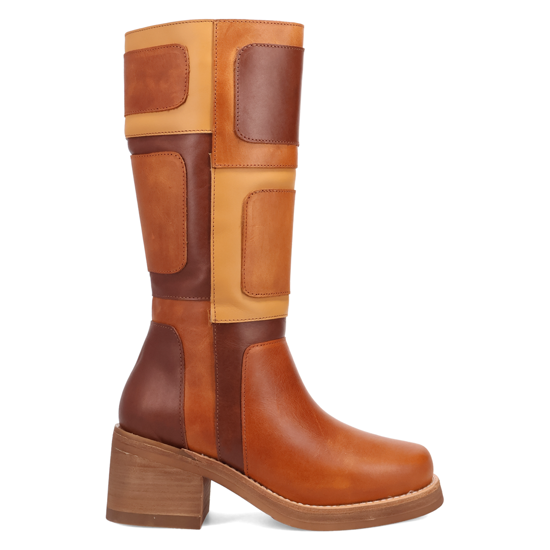 Online Exclusive | Dingo | Patches Leather Boot in Tan **PREORDER
