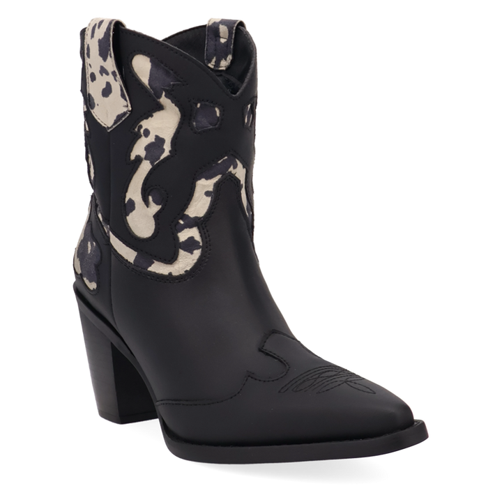 Online Exclusive | Dingo | Run Wild Leather Bootie in Black Cow Print **PREORDER