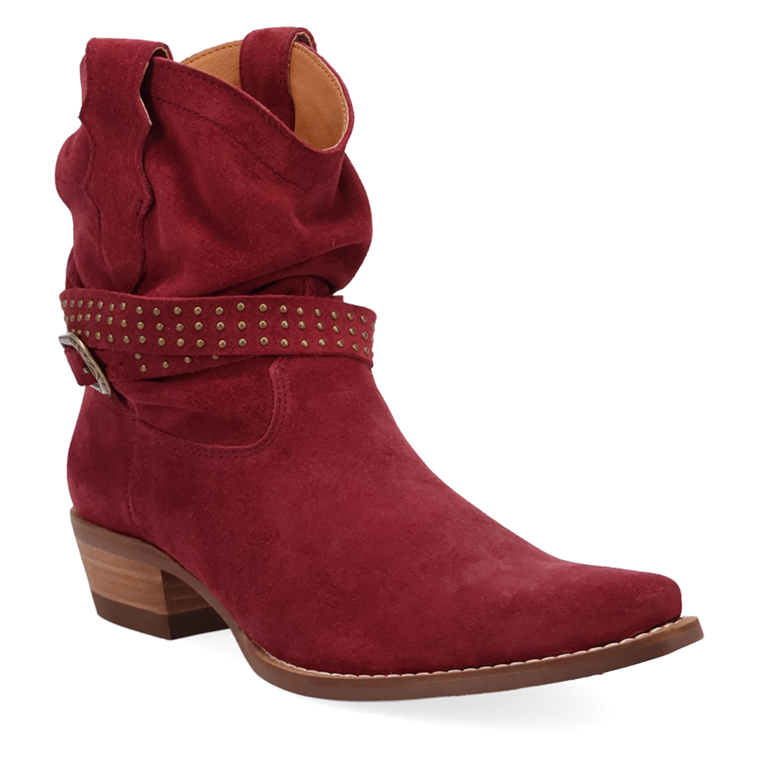 Online Exclusive | Dingo | Scrunchy Suede Bootie in Maroon **PREORDER