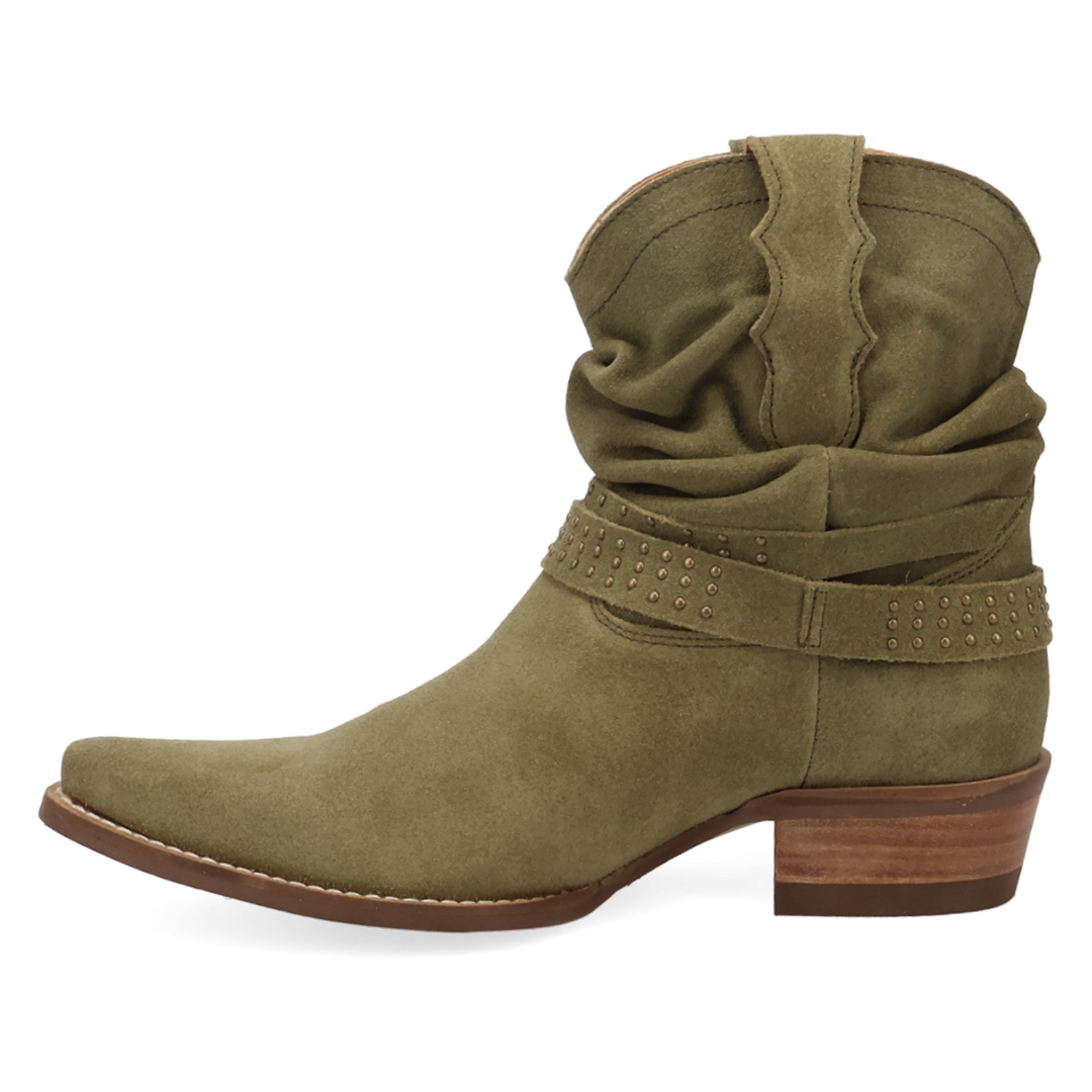 Online Exclusive | Dingo | Scrunchy Suede Bootie in Olive Green **PREORDER